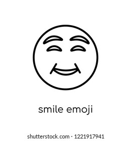 smile emoji icon. Trendy modern flat linear vector smile emoji icon on white background from thin line Emoji collection, outline vector illustration
