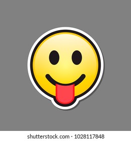 Smile Emoji isolated on white background, smiling face with stuck-out tongue, vector illustration.