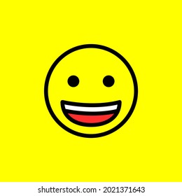 Smile emoji on yellow background. Positive emoticon symbol isolated on yellow background. Vector illustration EPS 10