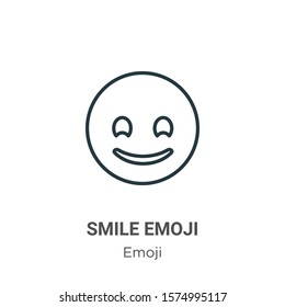 Smile emoji outline vector icon. Thin line black smile emoji icon, flat vector simple element illustration from editable emoji concept isolated on white background