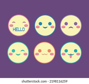 Lächeln Emoji Vector Set Cute Kids Fun