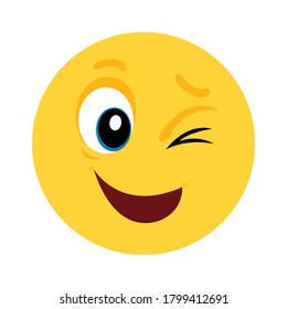 Smile emoji vector with white background.