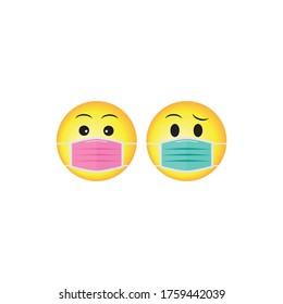 smile emoji wearing face mask, coronavirus