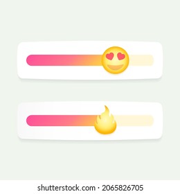 Smile emoji web slider. Templates of vibrant status sliders. Poll, contest. Vector illustration