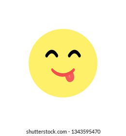 Smile. Emoji. Yellow Smile. Smile sticks out tongue. Smile icon. White background. Vector illustration. EPS 10.