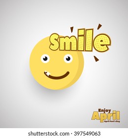 Smile Emoticon for April Fool Day. Vector Illustration. Eps.10