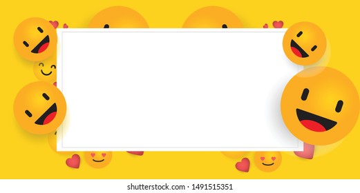 Smile emoticon background vector template. Emoji illustration.