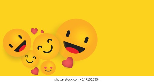 Smile emoticon background vector template. Emoji illustration.