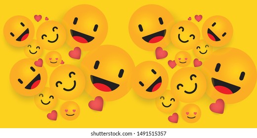 Smile emoticon background vector template. Emoji illustration.