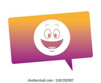 Smile emoticon in bubble rainbow lines