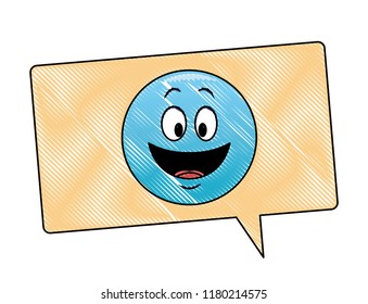 Smile emoticon in bubble scribble