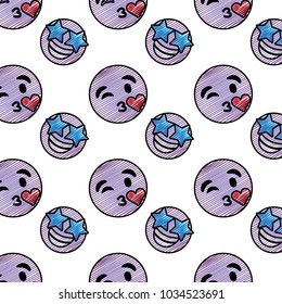 smile emoticon emoji faces kiss star happy pattern