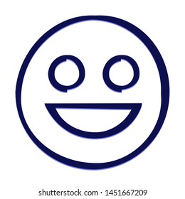 Smile Emoticon. Hand Drawn Icon with Blue Ballpoint Pen Style.