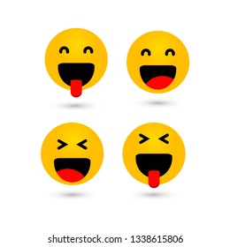 Smile Emoticon and Happiness Vector Template
