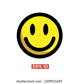 vector de icono de emoticono de sonrisa en fondo blanco