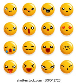 Smile Emoticon Icons Set Isolated 3d Realistic Design Vector Illustration