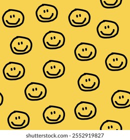 smile emoticon pattern in yellow background