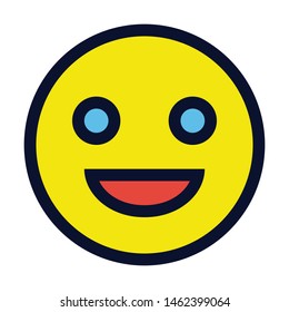 Smile Emoticon. Simple Vector Color Icon.