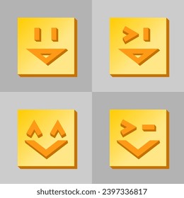 Smile emoticon square vector illustration.
Vector icons set.