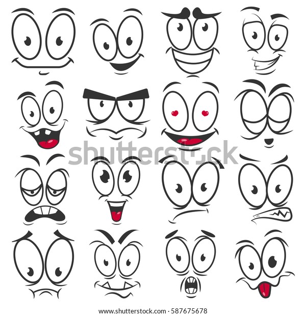 笑顔の絵文字と顔文字の表情 ベクター漫画のスケッチアイコンセット のベクター画像素材 ロイヤリティフリー