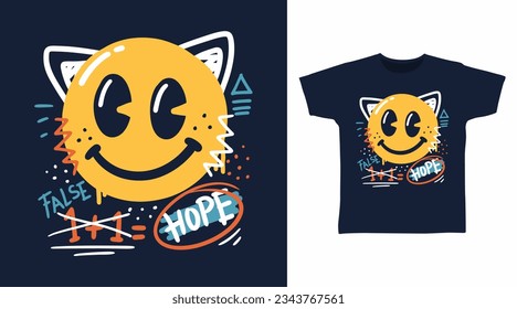 Smile emotion doodle hand drawn t shirt and apparel design concepts