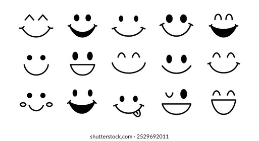 Smile emotion template. Smiling happy Icons. Funny Abstract Vector Design set. . Vector illustration