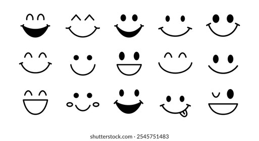 Smile emotion template. Smiling happy Icons. Funny Abstract Vector Design set. . Vector illustration