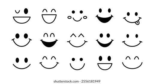 Smile emotion template. Smiling happy Icons. Funny Abstract Vector Design set. . Vector illustration