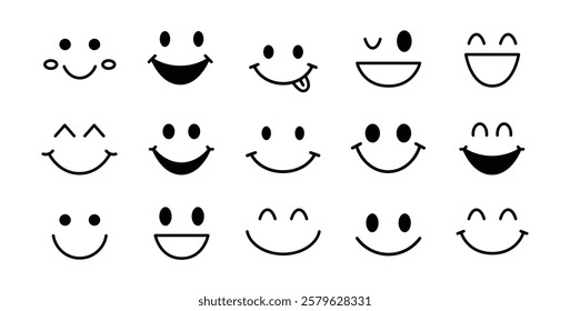 Smile emotion template. Smiling happy Icons. Funny Abstract Vector Design set. . Vector illustration