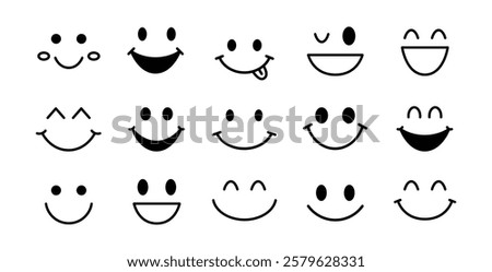 Smile emotion template. Smiling happy Icons. Funny Abstract Vector Design set. . Vector illustration