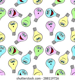 smile emotions lightbulbs cartoon pattern