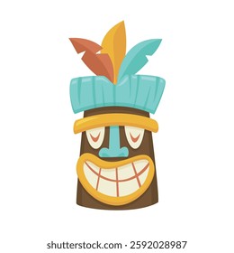 smile ethnic wooden mask in flat vector design