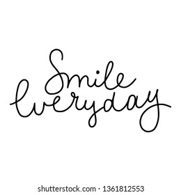 Smile everyday - cartoon - hand drawn lettering nursery poster. Black and white vector illustration in kids scandinavian style.