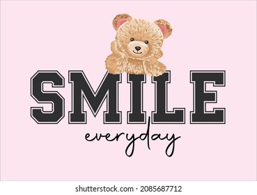 smile everyday pink bear be kind with teddy bear pink girl,optimist,positive,inspirational,motivation,mental healt,social media etc,stationery,mug,accesories,fashion girl 