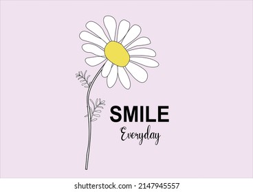 smile everyday pink flower hand drawn design