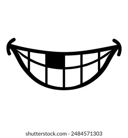 Smile expression, mouth eyes, tasty emoji, vector cartoon line style, toothless, Colourfull tooth.