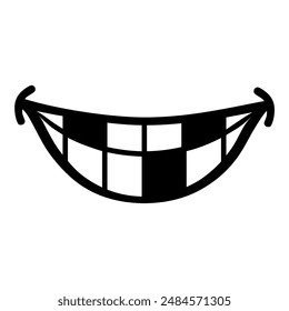 Smile expression, mouth eyes, tasty emoji, vector cartoon line style, toothless, Colourfull tooth.