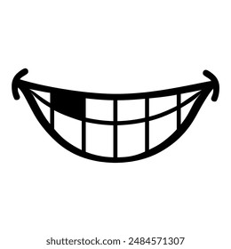 Smile expression, mouth eyes, tasty emoji, vector cartoon line style, toothless, Colourfull tooth.