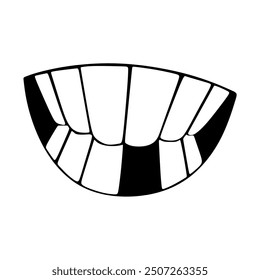 Smile expression, mouth eyes, tasty emoji, vector cartoon line style, toothless, Colourfull tooth. Mouth and Tooth vector Syle, Symbol and Sign.