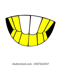 Smile expression, mouth eyes, tasty emoji, vector cartoon line style, toothless, Colourfull tooth. Mouth and Tooth vector Syle, Symbol and Sign.