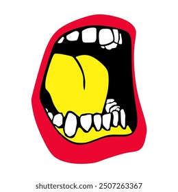 Smile expression, mouth eyes, tasty emoji, vector cartoon line style, toothless, Colourfull tooth. Mouth and Tooth vector Syle, Symbol and Sign.