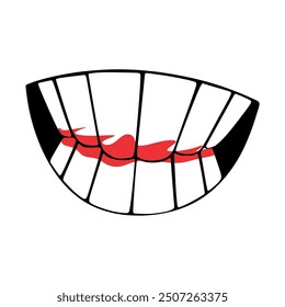 Smile expression, mouth eyes, tasty emoji, vector cartoon line style, toothless, Colourfull tooth. Mouth and Tooth vector Syle, Symbol and Sign.