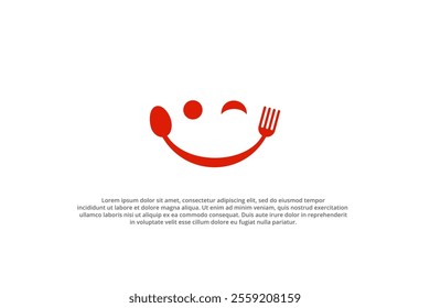 smile face abstract spoon and fork restaurant food court logo