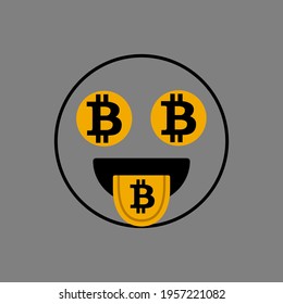 Smile Face With Bitcoin in Eyes T-shirt Design Vector Illustration Can Print on T-shirt Poster Banner