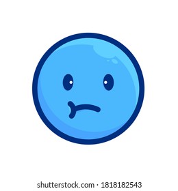 smile face, blue outline emoji icon
