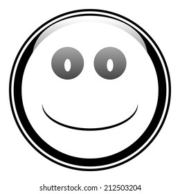 Smile face button on white background. Vector illustration.