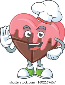 Smile  Face chef love chocolate with pink character with white hat