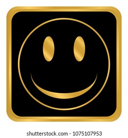 Smile face circle button on white background. Vector illustration.