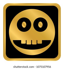 Smile face circle button on white background. Vector illustration.