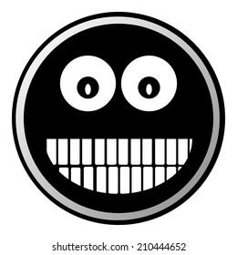 Smile face circle button on white background. Vector illustration.